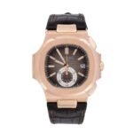 Patek Philippe, Rosegold Nautilus Chronography with Alligator Strap